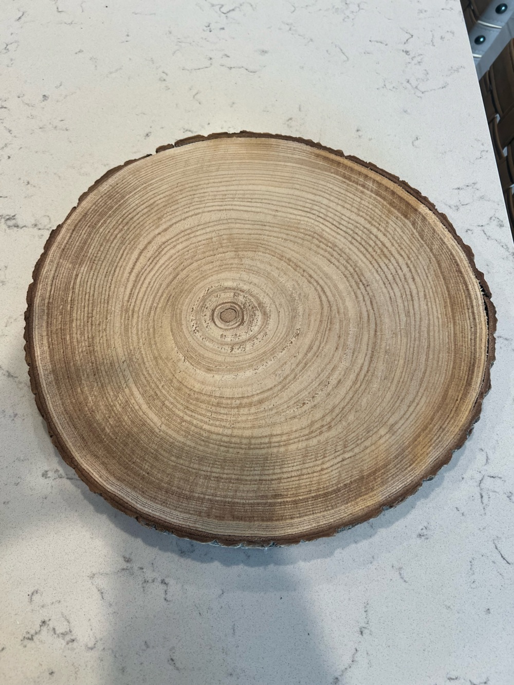 Natural Wood Round Serving Board or Riser - Brown